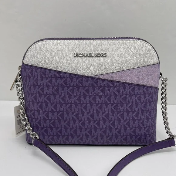 MICHAEL KORS Jet Set Travel Color-Block Signature Logo Crossbody BagDark Purple